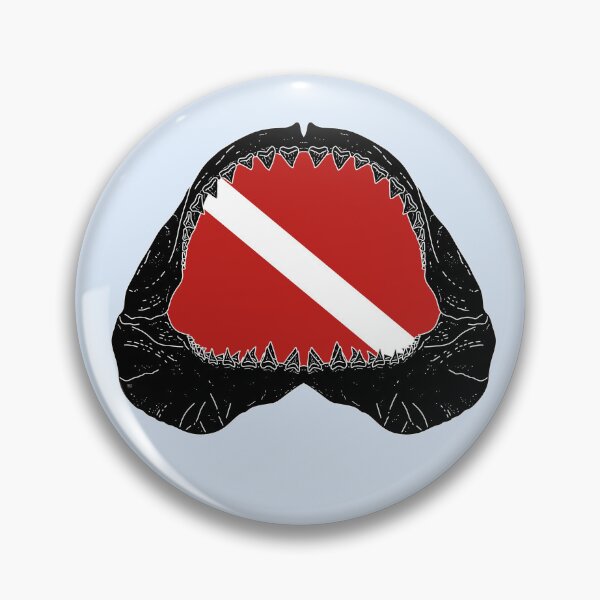 Item preview, SCUBA DIVE FLAG GREAT WHITE JAWS-black designed and sold by BEATRIZ ABAITUA.