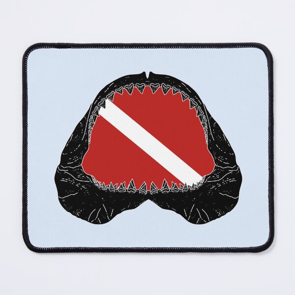 Item preview, SCUBA DIVE FLAG GREAT WHITE JAWS-black designed and sold by BEATRIZ ABAITUA.