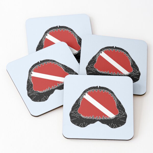 Item preview, SCUBA DIVE FLAG GREAT WHITE JAWS-black designed and sold by BEATRIZ ABAITUA.