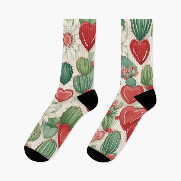 Item preview, Cactus and hearts - watercolor art pattern designed and sold by dulceguavashop.