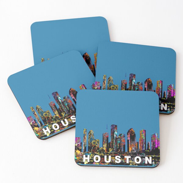 Artikelvorschau, Houston Skyline Street Art | Markantes und farbenfrohes Stadtbild entworfen und verkauft von Phat Dog Designs .