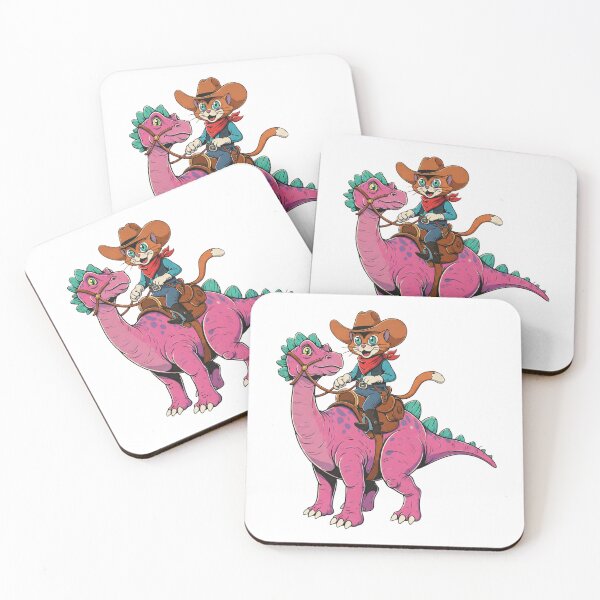 Item preview, Cowboy Cat Riding a Dinosaur designed and sold by Tw1nsAIArt.