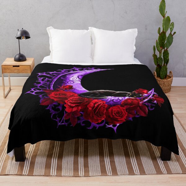Item preview, cat motif, crescent moon, rose petals designed and sold by Kirei-Lily.