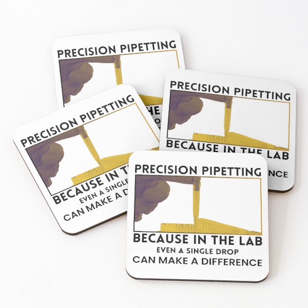 Item preview, Precision pipetting. Lab pun and gold pipetting cartoon designed and sold by MySciPic.