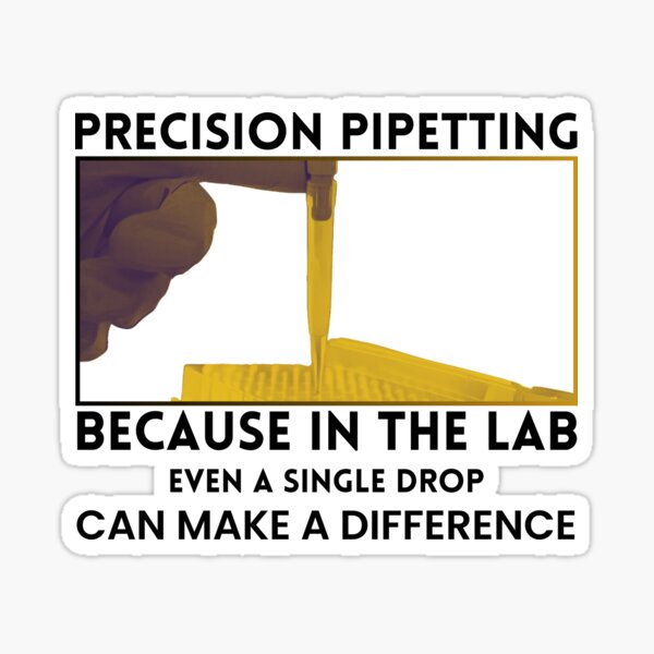 Item preview, Precision pipetting. Lab pun and gold pipetting cartoon designed and sold by MySciPic.