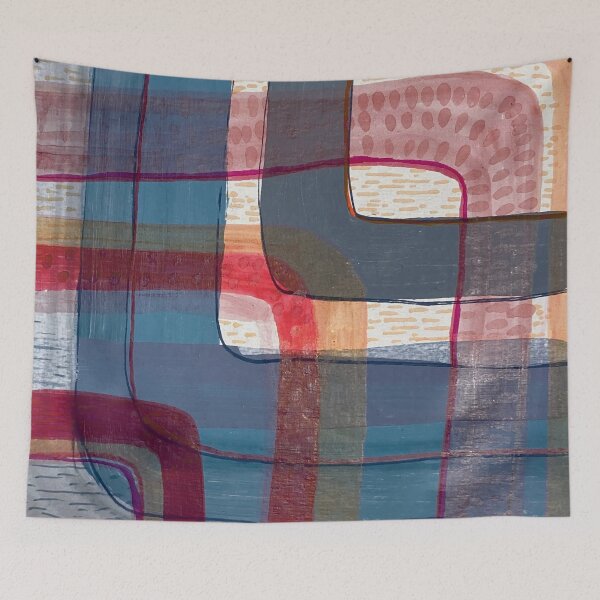 Item preview, Abstraction in blue and red designed and sold by Maria Santos Prieto.