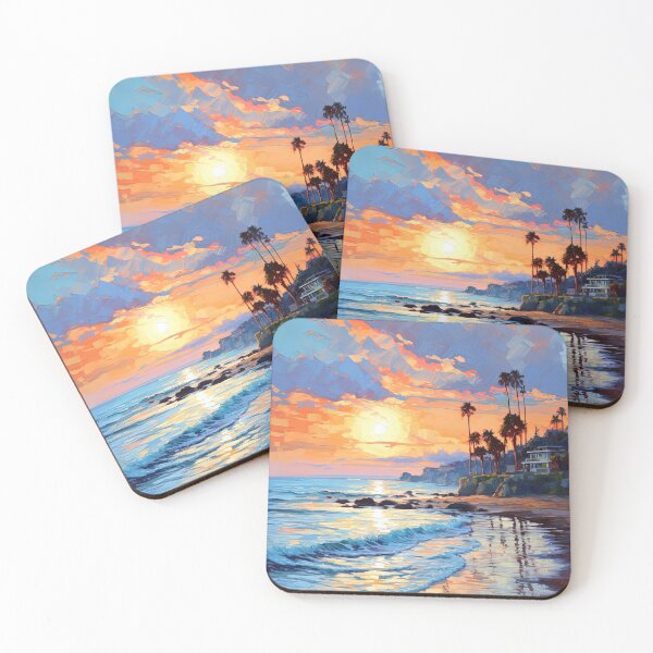 Item preview, California beach and houses at sunset - Landscape photo designed and sold by TheArtistOf2022.