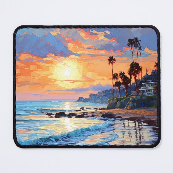 Item preview, California beach and houses at sunset - Landscape photo designed and sold by TheArtistOf2022.