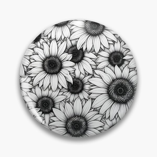 Item preview, Black and white Sunflowers pattern, Sunflowers pattern sunflower lover seamless black and white designed and sold by Collagedream.