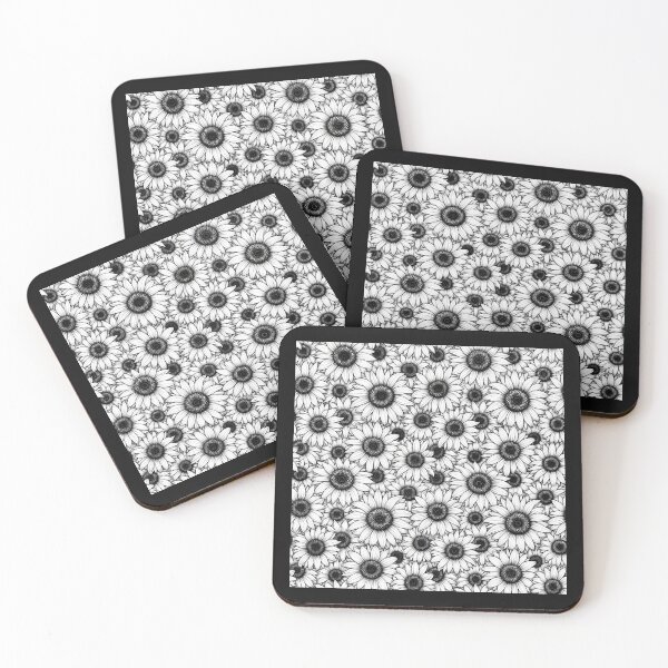 Item preview, Black and white Sunflowers pattern, Sunflowers pattern sunflower lover seamless black and white designed and sold by Collagedream.