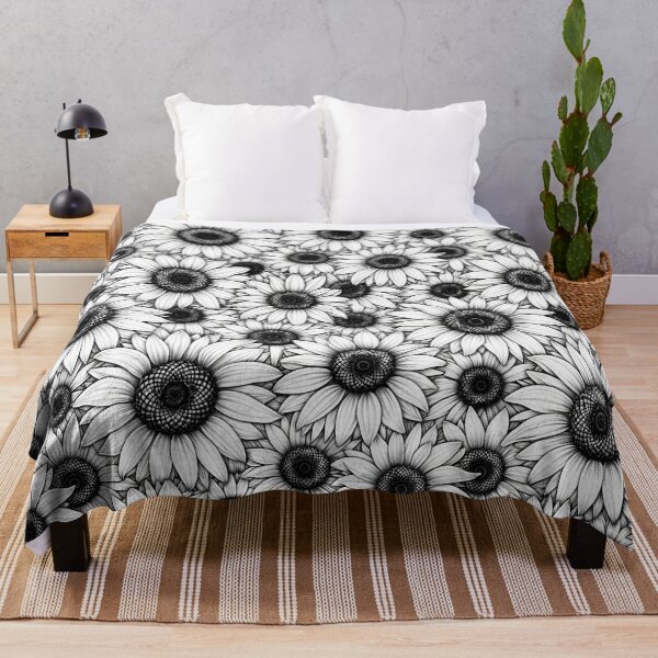 Item preview, Black and white Sunflowers pattern, Sunflowers pattern sunflower lover seamless black and white designed and sold by Collagedream.