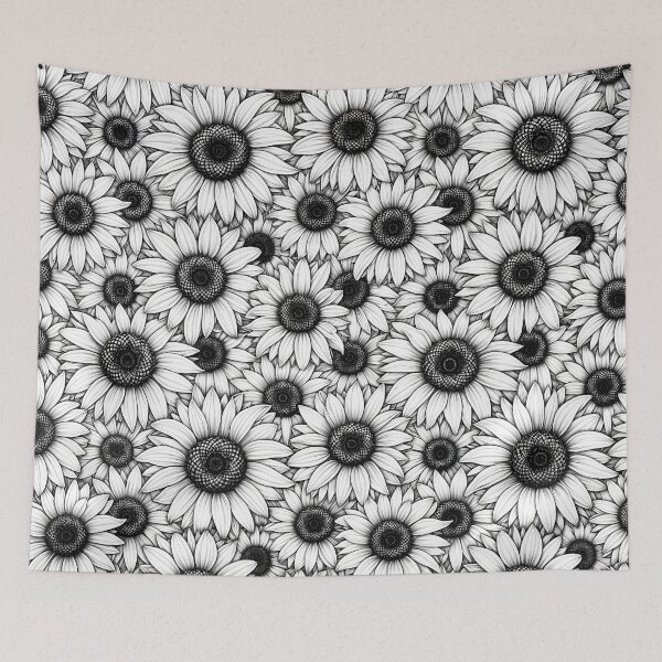 Item preview, Black and white Sunflowers pattern, Sunflowers pattern sunflower lover seamless black and white designed and sold by Collagedream.