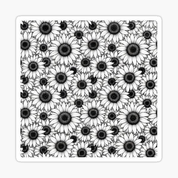 Item preview, Black and white Sunflowers pattern, Sunflowers pattern sunflower lover seamless black and white designed and sold by Collagedream.