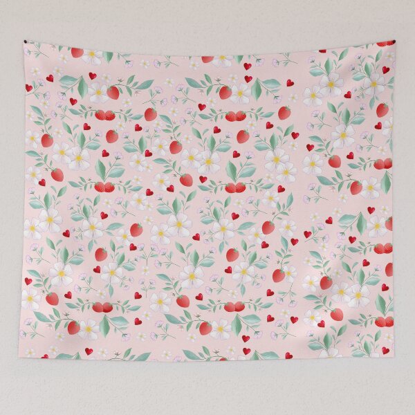 Aperçu de l'œuvre Joli motif de fleurs, de fraises et de coeurs. Très romantique. créée et vendue par Sandra Brezina.