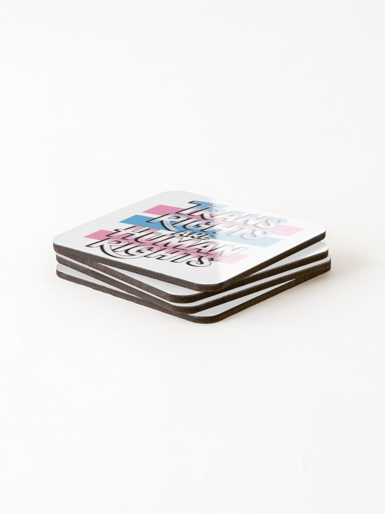 Thumbnail 4 of 5, Coasters (Set of 4), Trans Rights Are Human Rights designed and sold by DraconianDesign.