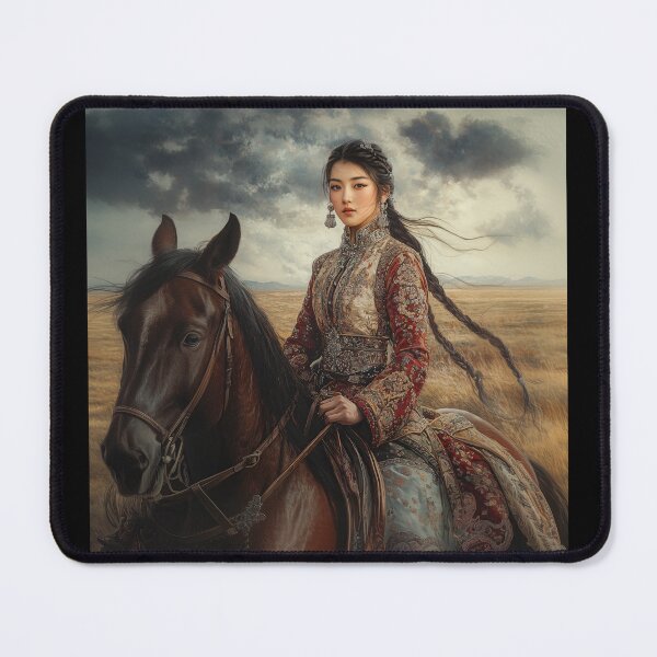 Item preview, Mongolian Warrior Queen on Horseback designed and sold by ArtVibeCo.