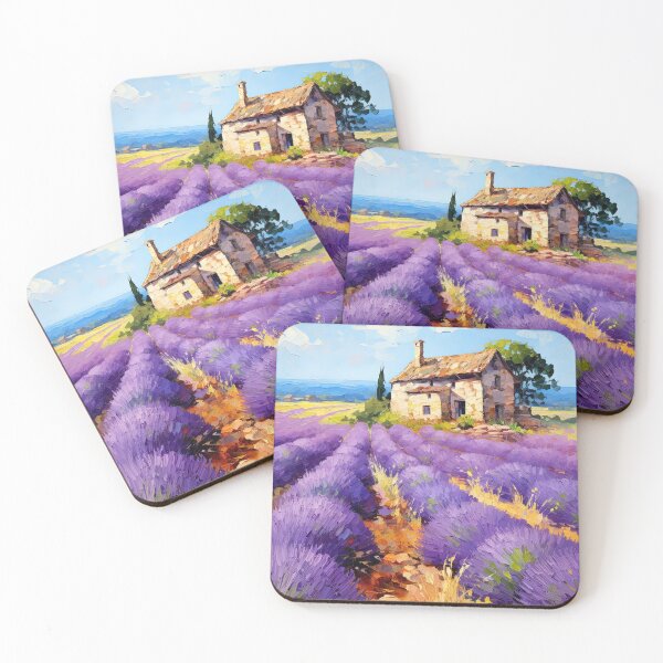 Item preview, Fields of lavender in Summer - Acrylic landscape painting designed and sold by TheArtistOf2022.