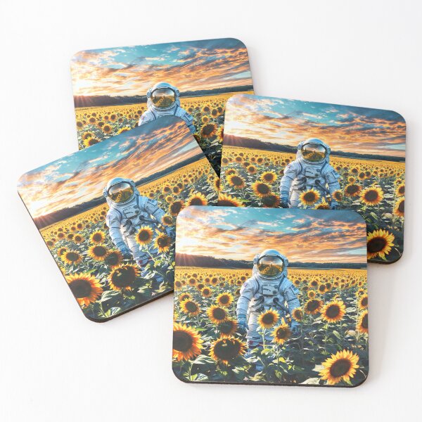 Item preview, Astronaut in Sunflower field. The untold story of an astronaut journey to a far-off planet, cute astronaut, cosmonaut, moon, star, constellation Mask designed and sold by Collagedream.