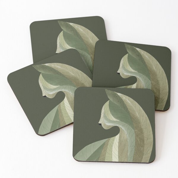 Item preview, Abstract Cat Silhouette in Muted Greens designed and sold by NoaaDesign.