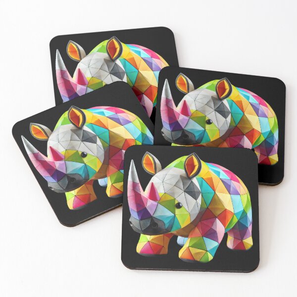 Item preview, rhinoceros rhino polygons patchwork designed and sold by CutOriginalArt.