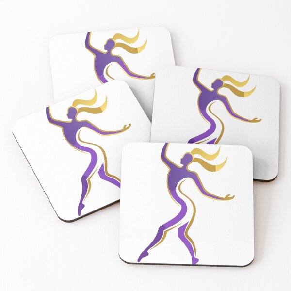 Item preview, Silhouetted Dancing Figure in Purple and Gold on Black Background designed and sold by Creative88Art.