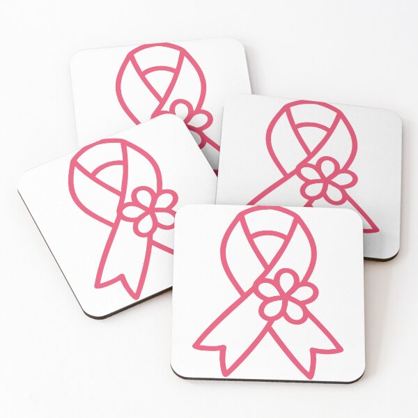 Item preview, Pink Ribbon with Flower Motif on Solid Black Background designed and sold by Creative88Art.