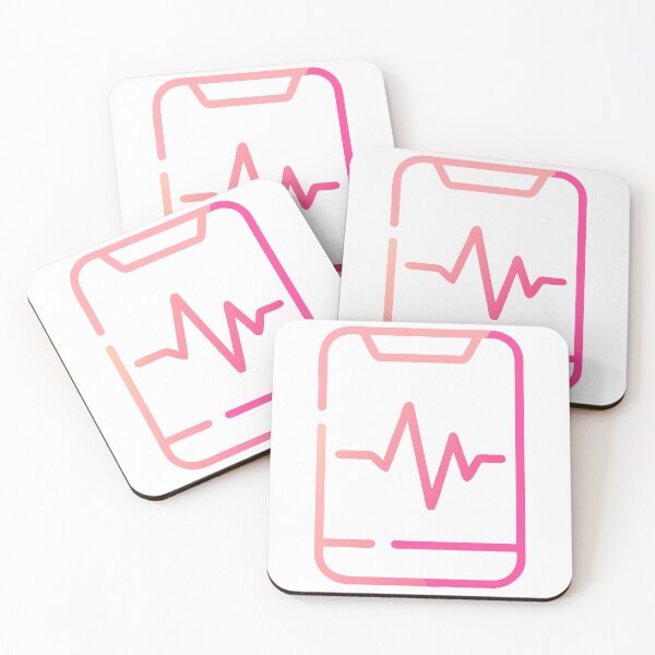 Item preview, Gradient Pink Line Art of Heart Rate Monitor on Black Background designed and sold by Creative88Art.