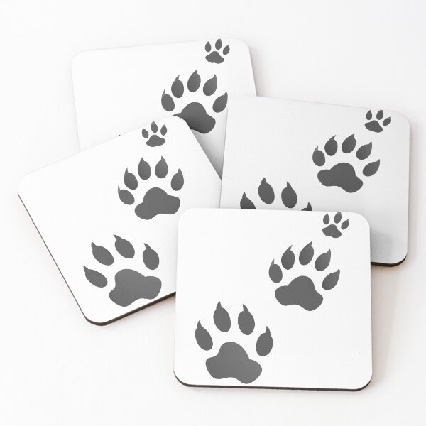 Item preview, Diagonal Trail of Dark Gray Animal Paw Prints on Black Background designed and sold by Creative88Art.