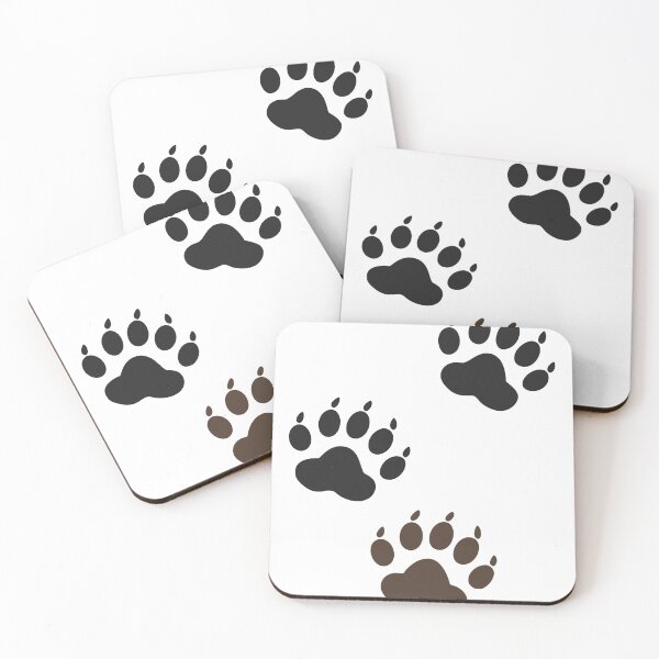 Item preview, Stylized Animal Paw Prints on Black Background in Gray and Brown designed and sold by Creative88Art.