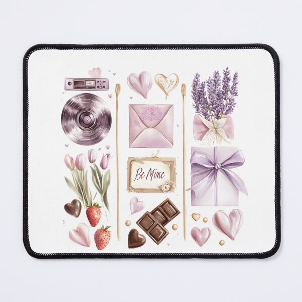 Item preview, Valentine's Day Watercolor Clipart with Lavender Flowers, Hearts & Love Elements designed and sold by AnnDesignStudio.