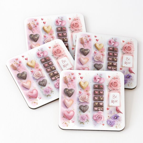 Item preview, Watercolor Valentine's Day Romantic Gift Design Heart-Shaped Chocolates & Roses designed and sold by AnnDesignStudio.