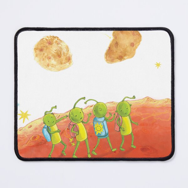 Item preview, Four Little Martians Walking under Mars moons Phobos and Deimos designed and sold by Julia Doria.