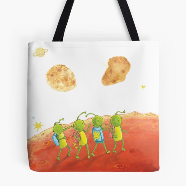 Item preview, Four Little Martians Walking under Mars moons Phobos and Deimos designed and sold by Julia Doria.
