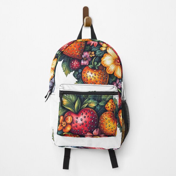 Item preview, Bright and Colorful Heart-Shaped Strawberry and Floral Design in Colored Pencil Style for Valentine's Day designed and sold by AnnDesignStudio.