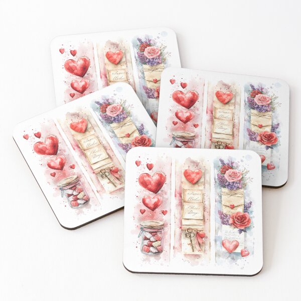Item preview, Vintage Valentine Love Banners: Watercolor Hearts, Flowers & Love Letters Clipart designed and sold by AnnDesignStudio.