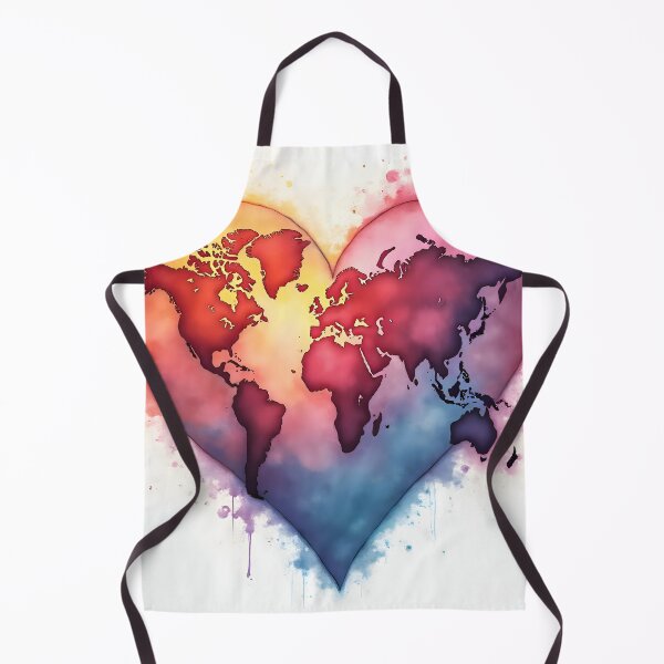 Item preview, World in Love - Watercolor Heart Map designed and sold by QuickPick Store.