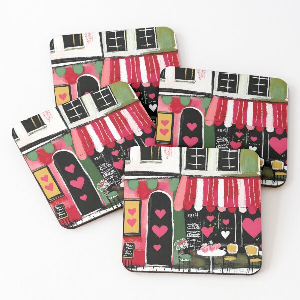 Item preview, Celebrate Valentine's Day Love- Cozy Cafe with Heart Decorations in a Romantic Street designed and sold by OlfactoART Studio.