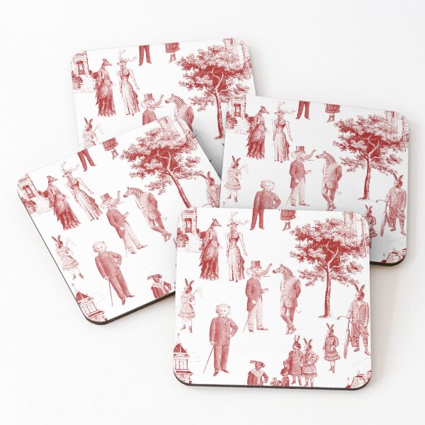Item preview, antique victorian animals toile anthropomorphic red designed and sold by Gossip Rag.