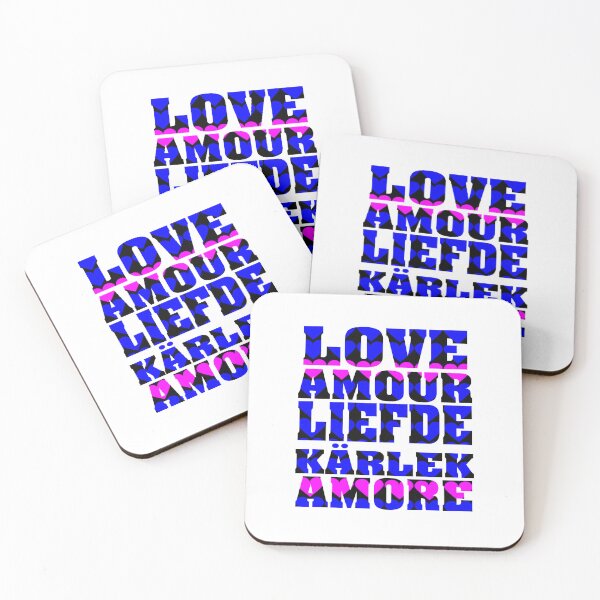 Item preview, Love in Many Languages Blue Pink designed and sold by ValeriesGallery.
