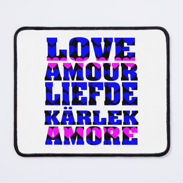 Item preview, Love in Many Languages Blue Pink designed and sold by ValeriesGallery.