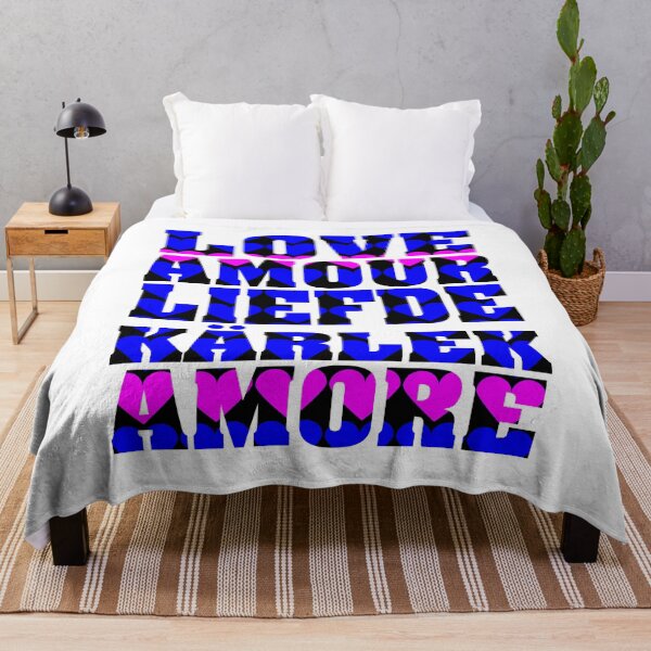 Item preview, Love in Many Languages Blue Pink designed and sold by ValeriesGallery.