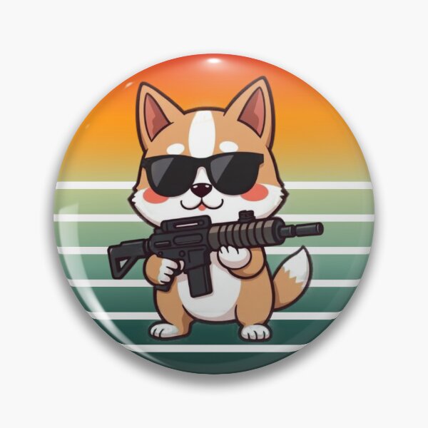 Item preview, Akita dog with a gun designed and sold by ImagineItNow.