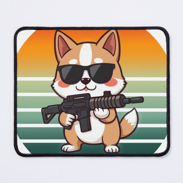 Item preview, Akita dog with a gun designed and sold by ImagineItNow.