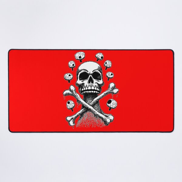 Item preview, Funny skull and bones with mushrooms japan manga anime comix ink drawing designed and sold by VonKalt.