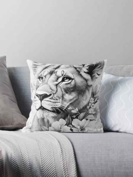 Vista previa del artículo con la obra «Dibujo a lápiz de una leona realista», diseñado y vendido por Pencil-Art.