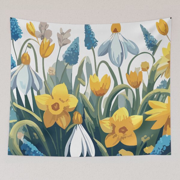 Item preview, Spring Blossom Trio – Snowdrops, Daffodils & Grape Hyacinths (Square Edition) designed and sold by Wanderly Ways.