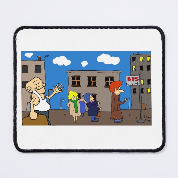 Item preview, Bus stop que cartoon designed and sold by Grant Wilson.