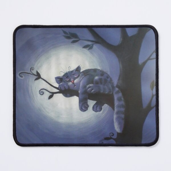 Item preview,  Hand-Drawn Lying Cat Art – Cute and Moonlit Cat Dream Illustration designed and sold by Psycho-Crazy.