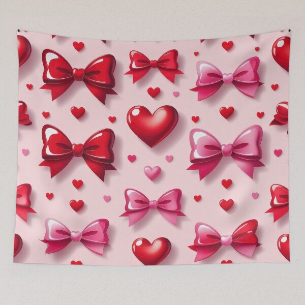 Item preview, valentines art pattern Red ribbons with hearts Design ,valentine ribbons,ribbons pattern,Valentines Day Pattern,valentines wallpaper designed and sold by Expressions-Sel.