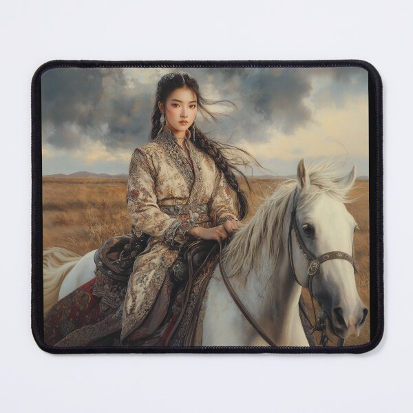 Item preview, Mongolian Warrior Princess on Horseback designed and sold by ArtVibeCo.